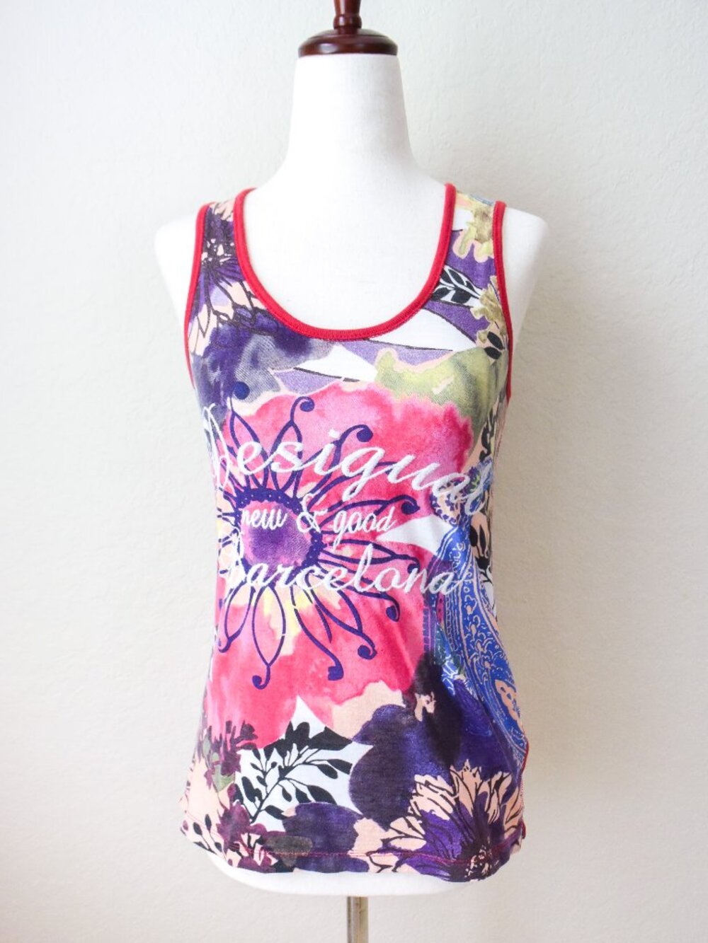 *Desigual* Barcelona Floral & Striped Vibrant Tank Top - Small